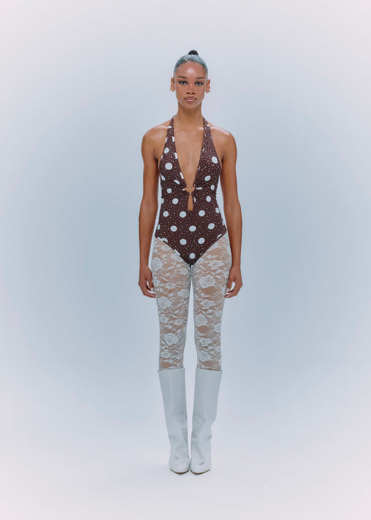 Maggie Deep Piercing Bodysuit Dots