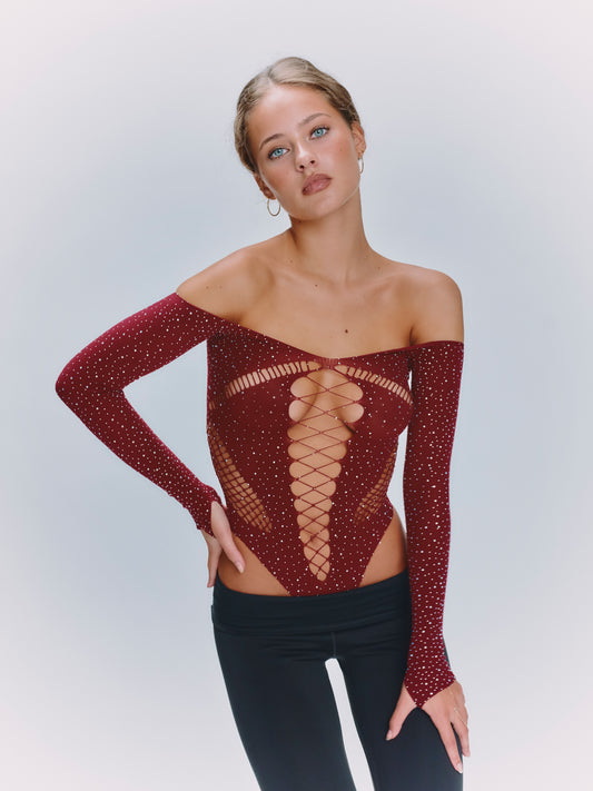 Long Sleeved Tinkerbell Bodysuit Bordeaux