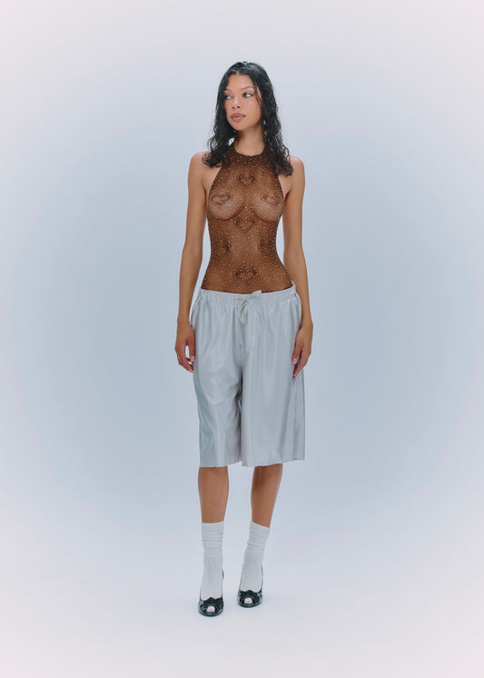 Halterneck Heart Bodysuit Brown